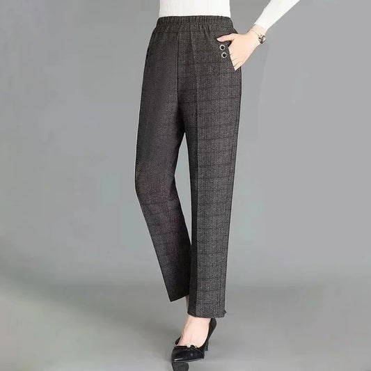 Thickened Fleece-Lined High-Waisted Casual Pants