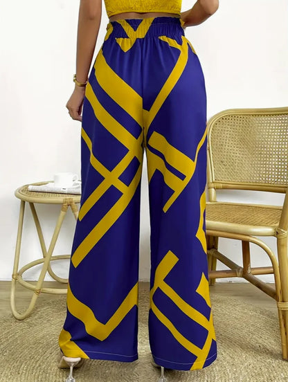 Pantalones geométricos de pierna ancha