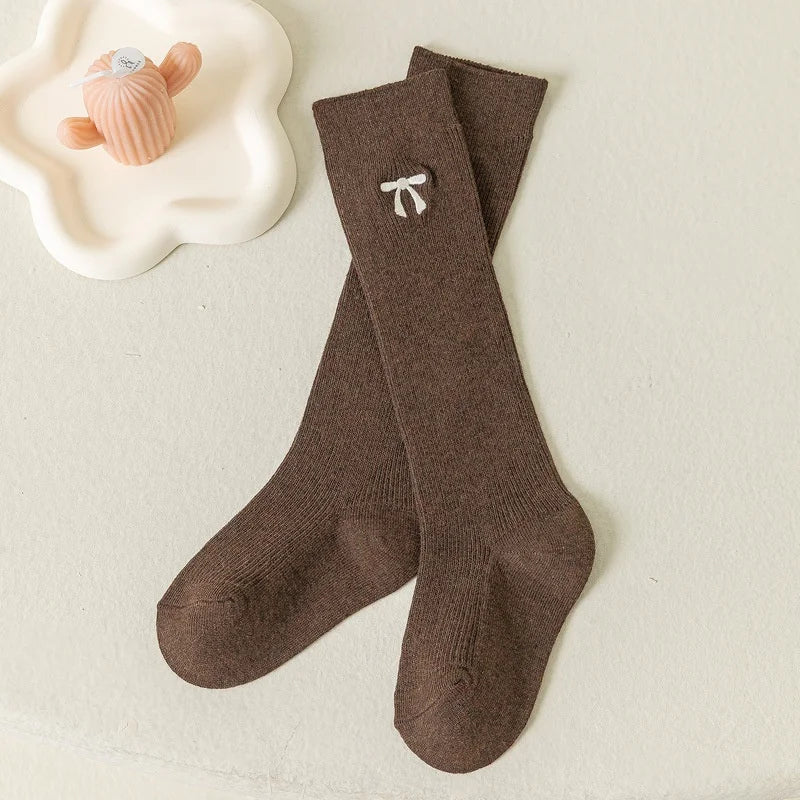 Autumn Winter Sweet Bow Knee High Socks Cotton Long Tube Stockings 3-12Y