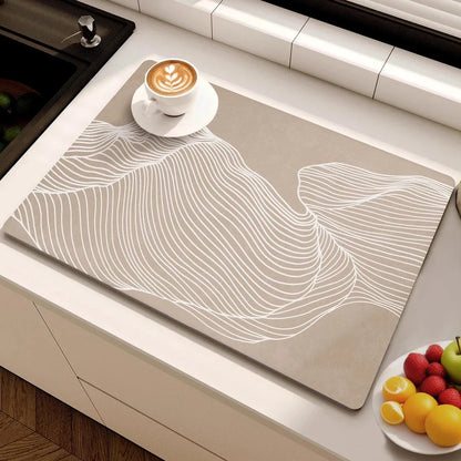 Minimalist Lines Diatom Mud Dish Drying Mat