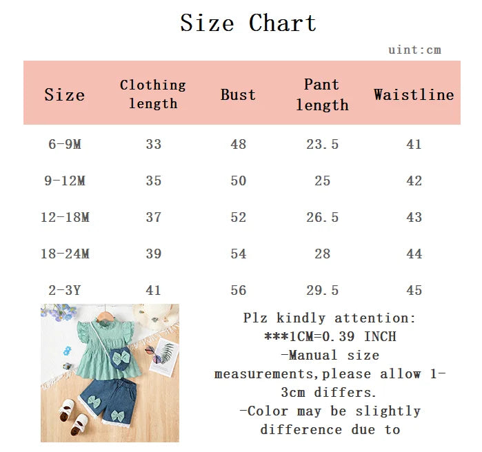 Baby Girl Small Round Neck Ruffle Short Sleeve Set