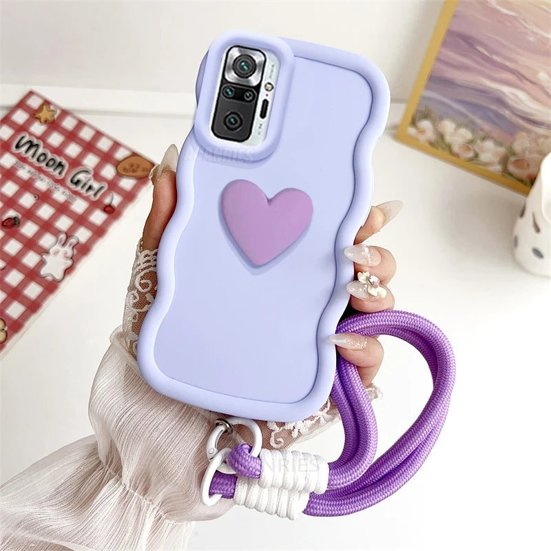 Love Heart Wavy Silicone Case On For Xiaomi Redmi Note