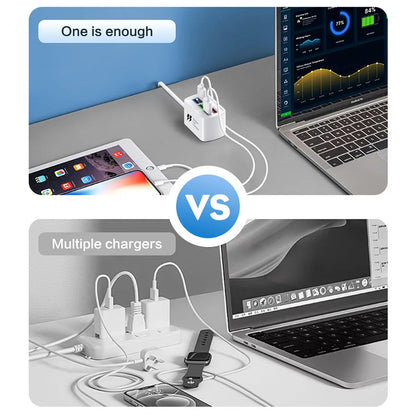 6 in 1 USB Fast Charger Power Strip 1m Cord Desktop Charging
