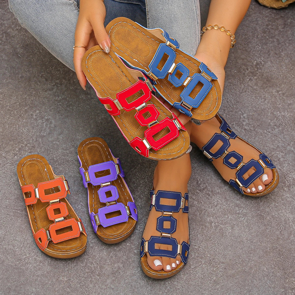 Large Size Roman Open Toe Slippers
