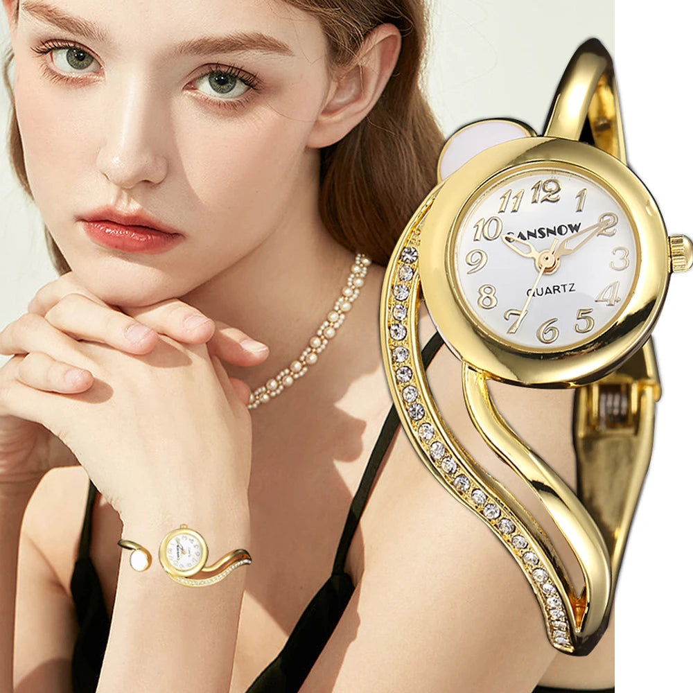 Luxury Elegant Silver Gold Stainless Steel Bracelet Watches