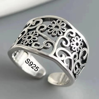 Sam Panda 925 Sterling Silver Simple Vintage Big Ball Ring
