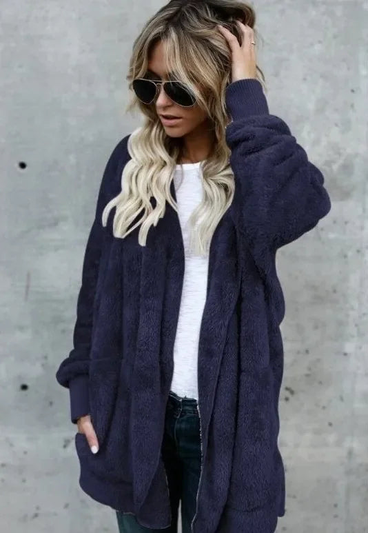 Double Fleece Long Sleeve Oversized Jacket