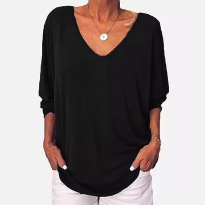 Plus Size Loose Three-Quarter Sleeve Shirt
