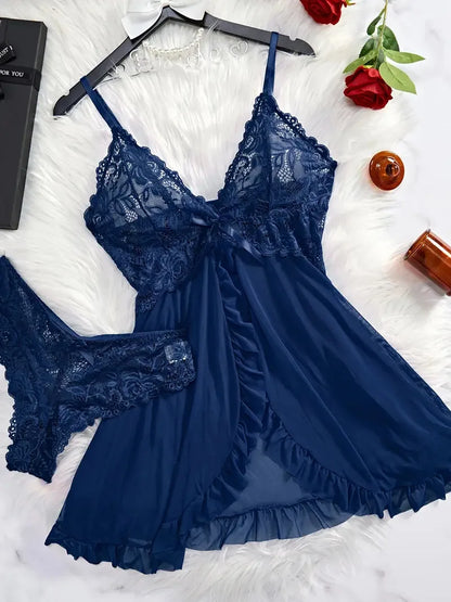 Sexy V-neck Bra Open Sleep Skirt Lingerie