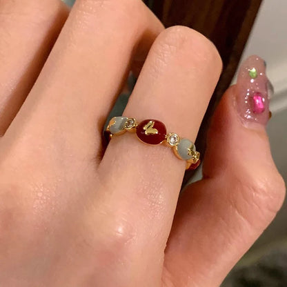 925 Sterling Silver Drip Glaze Butterfly Zircon Rings