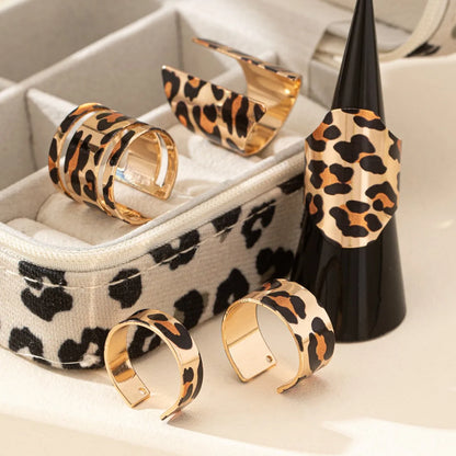 5PCS Set Personalized Printed Leopard Print Ring Set