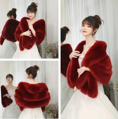 Faux Fur Soft Thick Bridal Wrap Shawl
