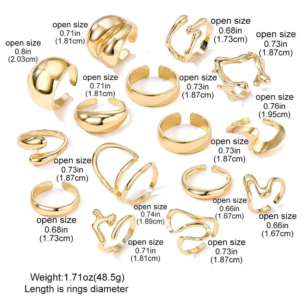 DANA Exaggerated Metal Irregular Rings