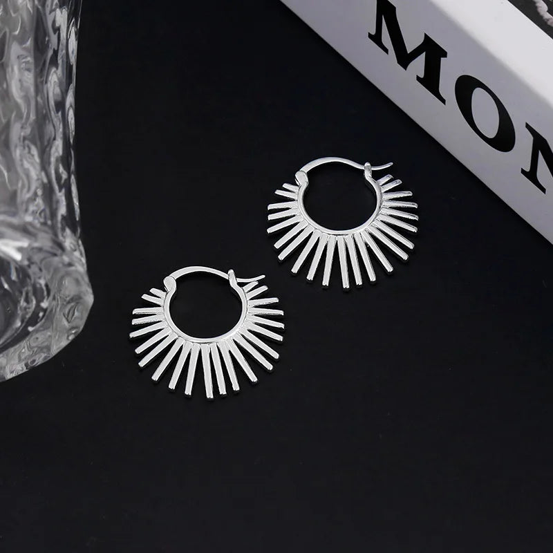 925 Sterling Silver Frosting Hoop Earrings