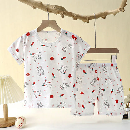 Cotton Cartoon Short Sleeve Pajama Set