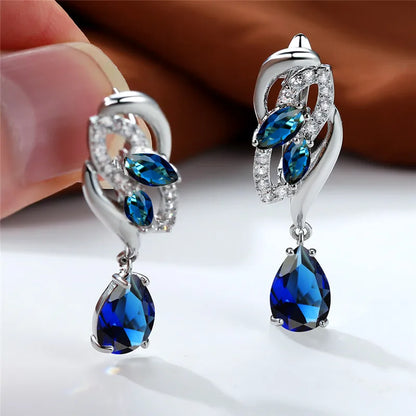 Blue Rainbow Stone Crystal Zircon Earrings