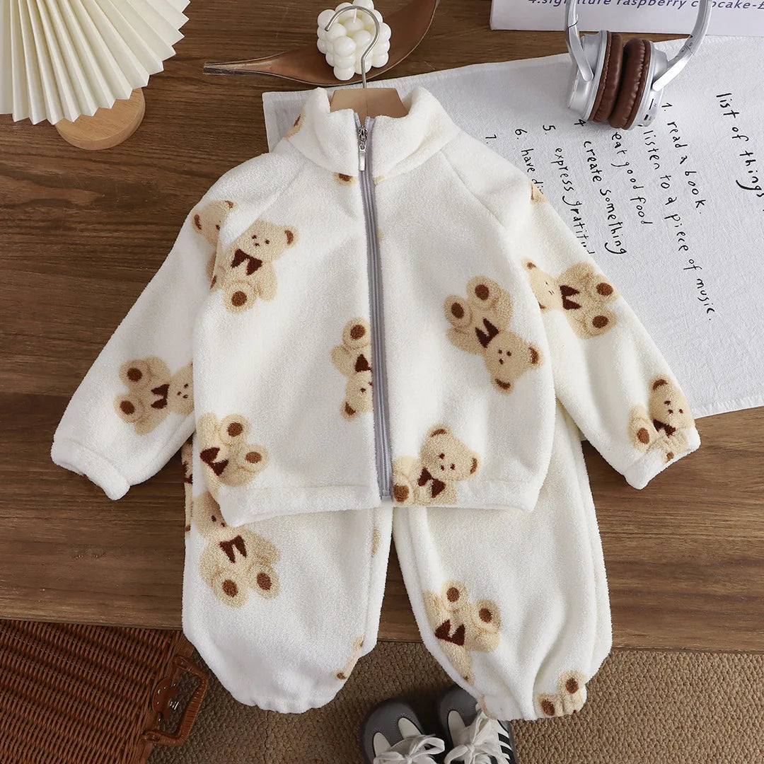 Fleece Homewear Suit 1-8Y Korean Thickened Warm Sets