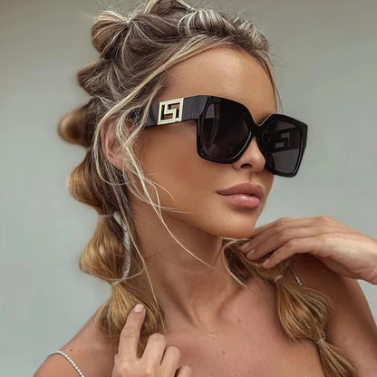 Light Luxury Square Large Frame Hollow Temples Catwalk Sunglasses
