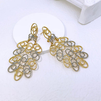 Large Size Drop Earring Plant Leaf 18k Gold Plated Earrings