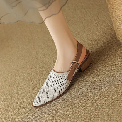 Knitted Mesh Breathable Hollow Out Thick Heel Sandals