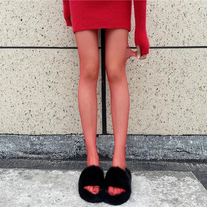 Red Pantyhose Stockings Slim Silk Socks