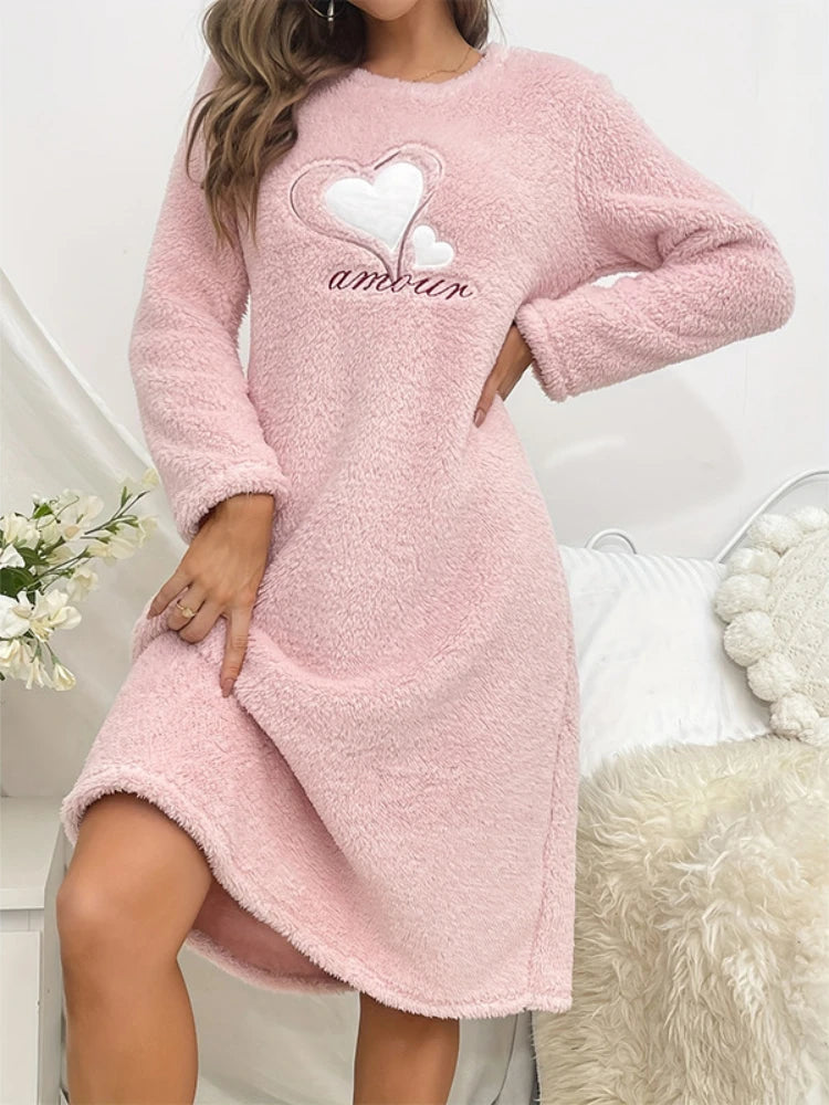 Thicken Warm Nightgown Heart Pyjama