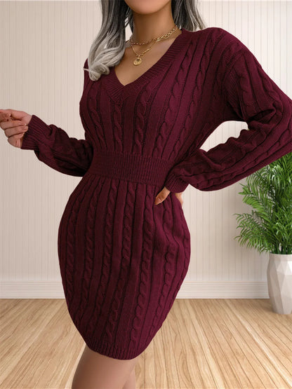 Sweater Cocktail V Neck Knitted Dress