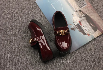 Leather Chain Flat Elegant Shoes