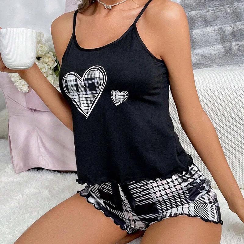 Top plaid shorts two-piece set pyjamas