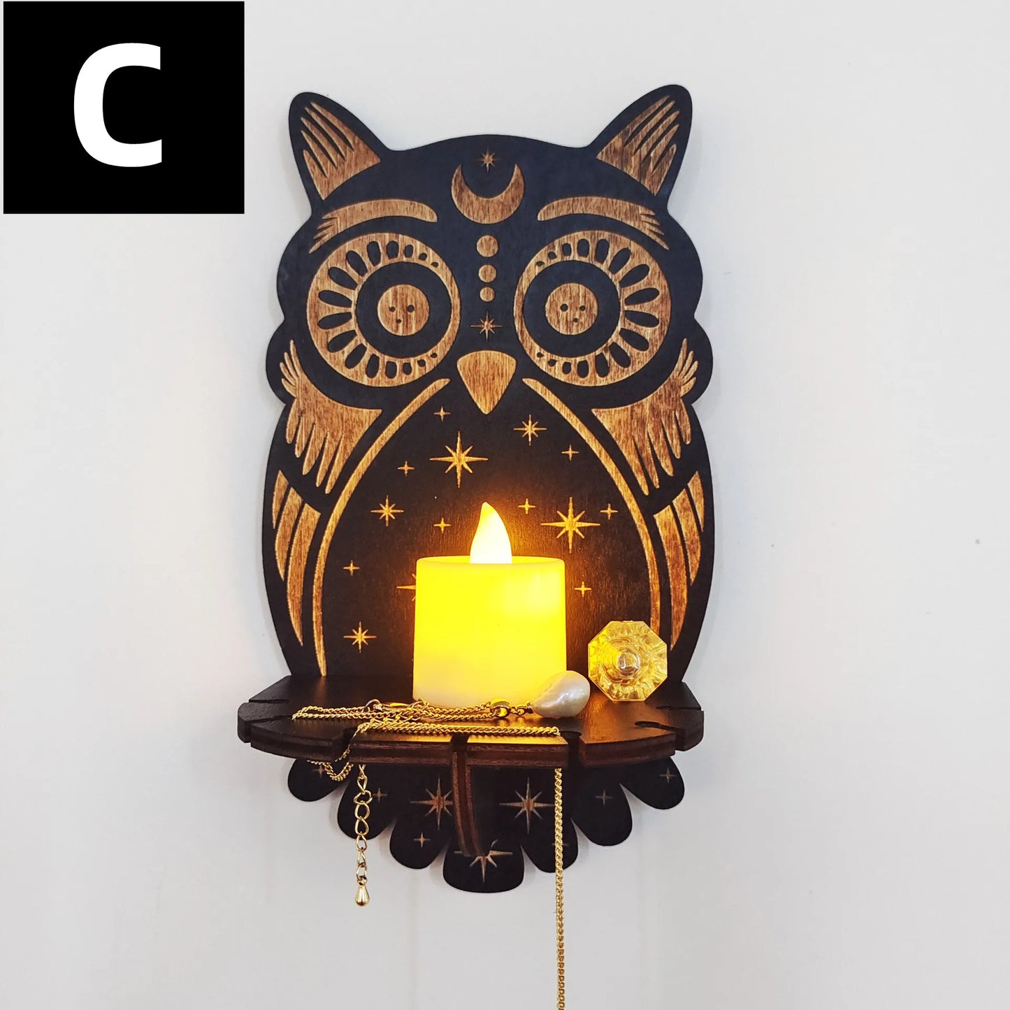 Wall Hanging Candlestick Wooden Carving Decor