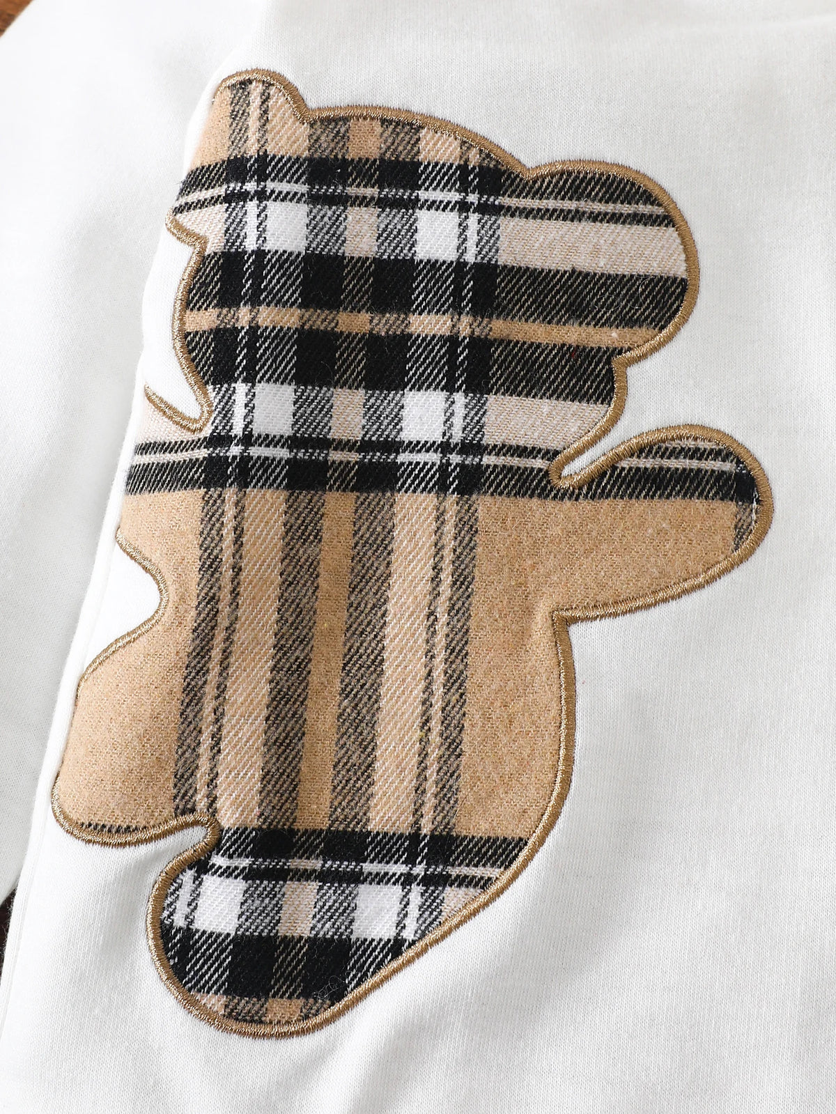 Infant Cartoon Bear Plaid Patchwork Hoodie Outfits Casual Sweatsuits 1-3Y Set
