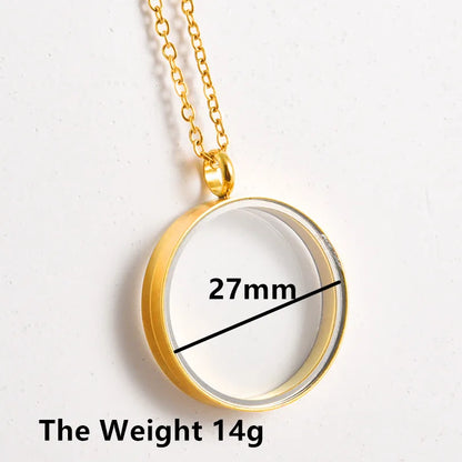 1Pc 10-45mm Round Memory Coin Bezel Locket Pendant Necklaces