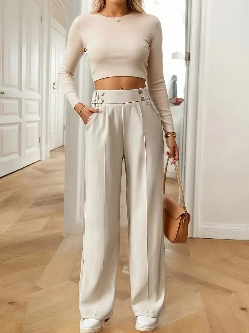 High Waist Straight Wide Leg Pants