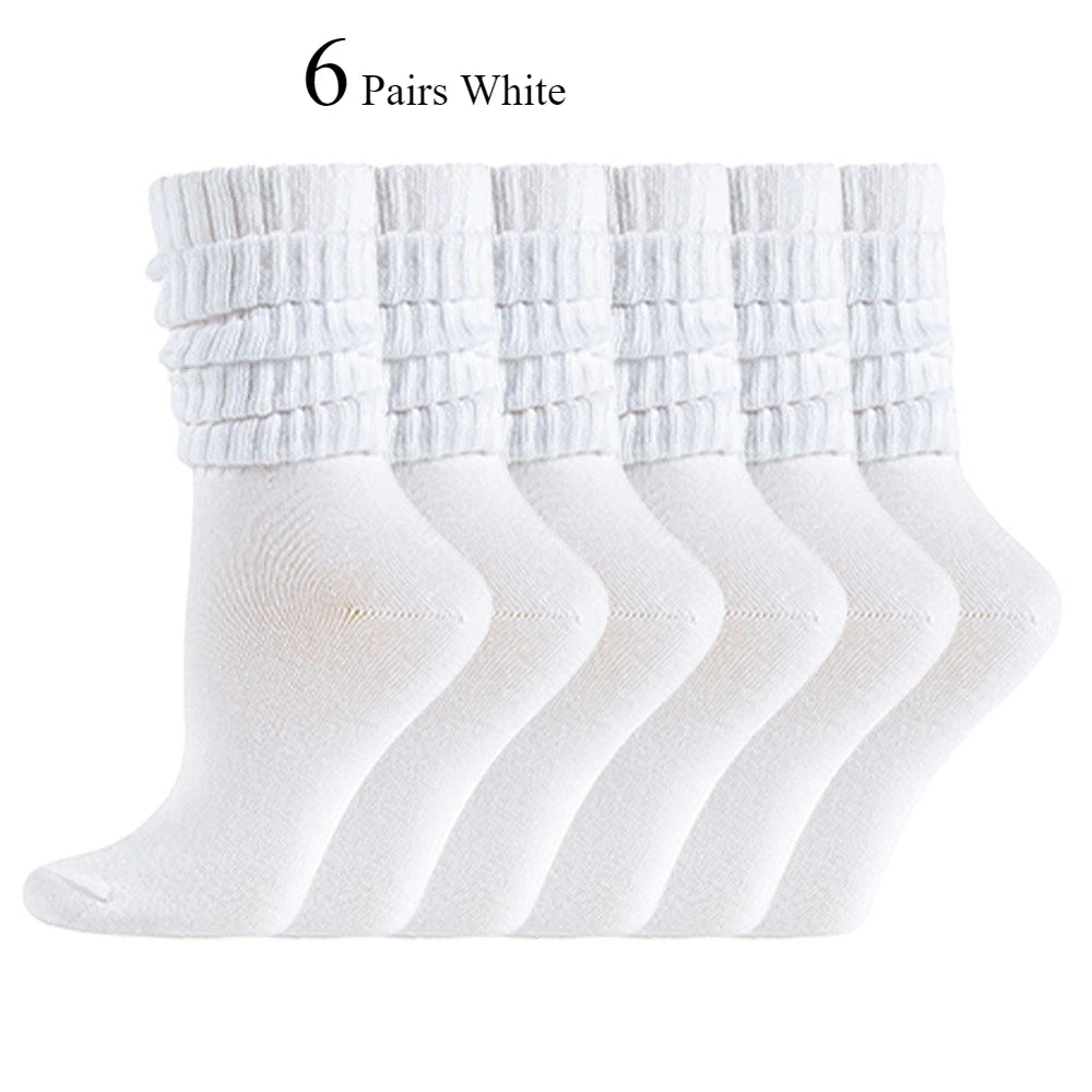 6 Pairs  Mid-Calf Warm Comfortable Casual Stacked Knitted Socks