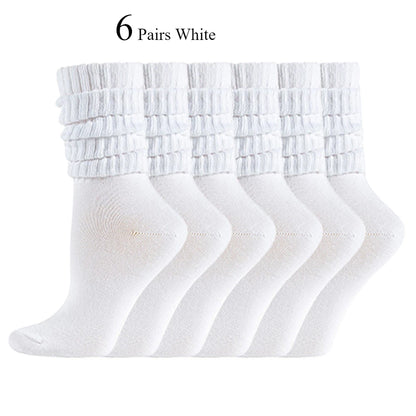 6 Pairs  Mid-Calf Warm Comfortable Casual Stacked Knitted Socks