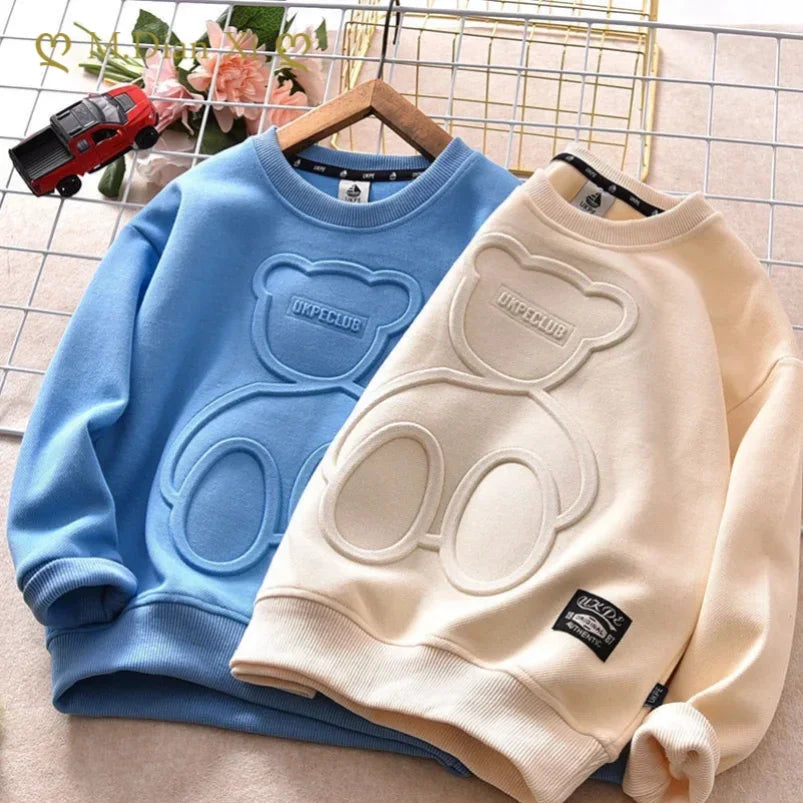 Steel Print Bear Teenagers Long Sleeve Cotton Anime Hoodie Pullovers