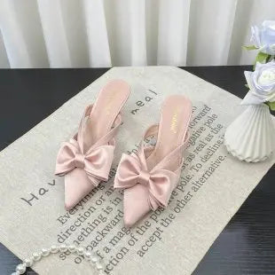 Fairy French Pointed Bow Hollow Slippers