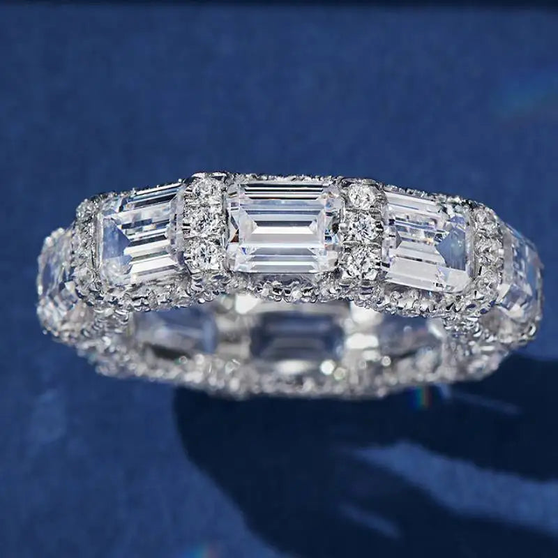 Huitan Geometric Fresh Style Charming Inlaid Shiny CZ Rings