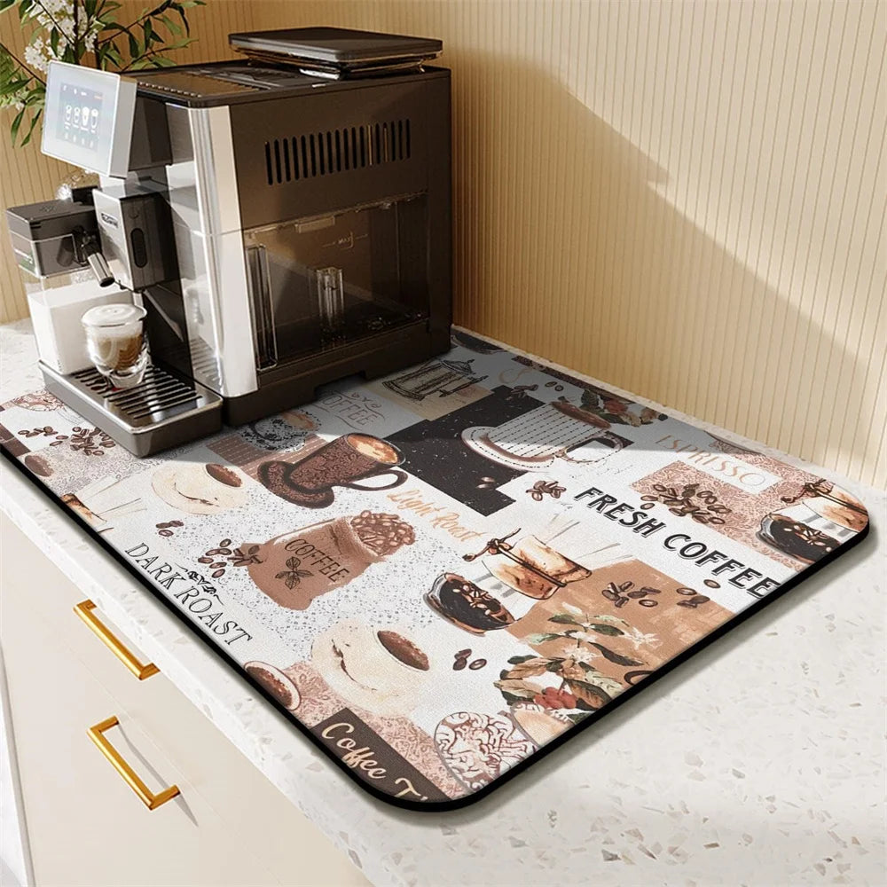 Coffee Cup Drying Cartoon Non-slip Drain Mat