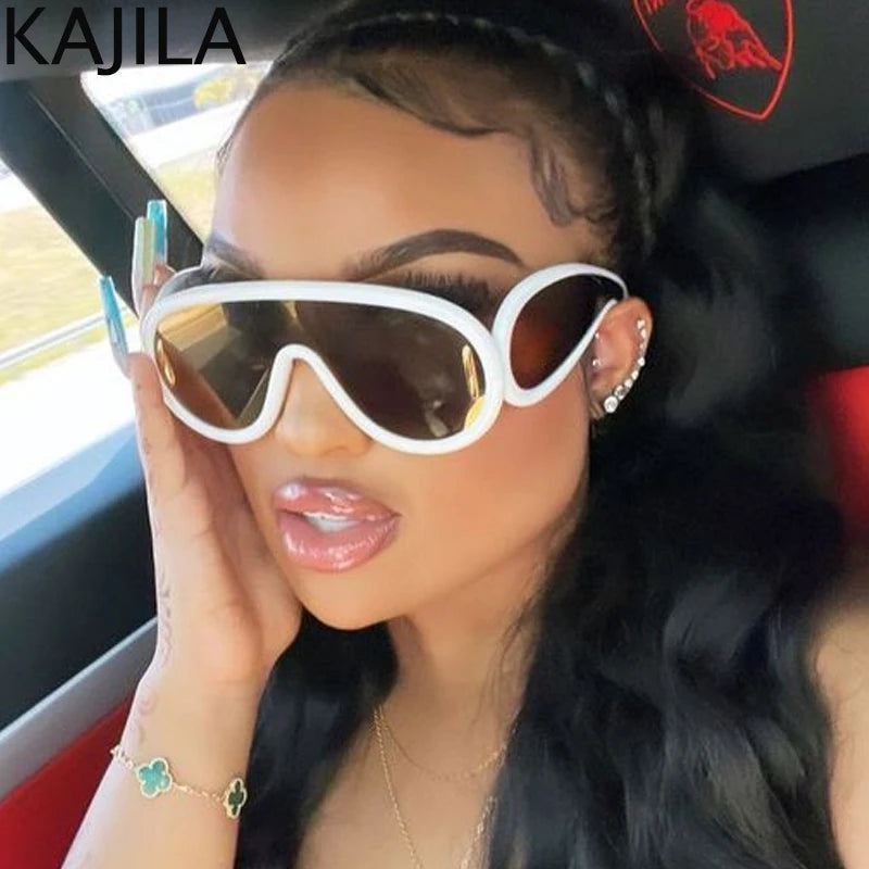 Oversized Wave Mask Luxury Steampunk Sunglasses