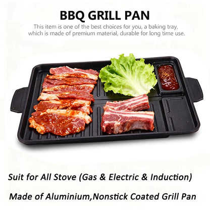 Korean Grill Meat Plate Aluminum Titanium Coating Barbecue Pan