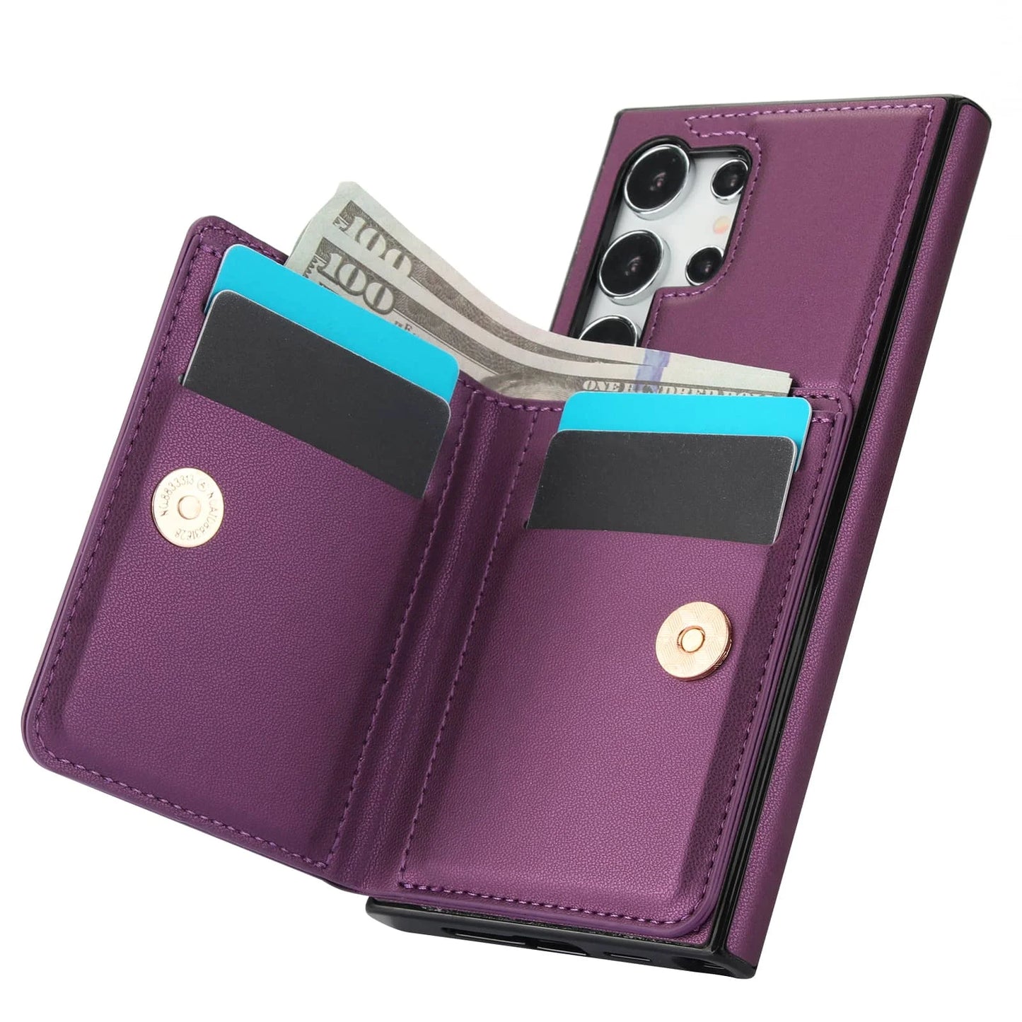Wallet Case with Card Holder, 360° Rotation Ring