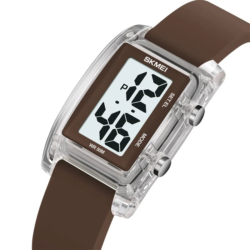 Digital with Date Week Display Silicone Strap LED Light Waterproof Wristwatch