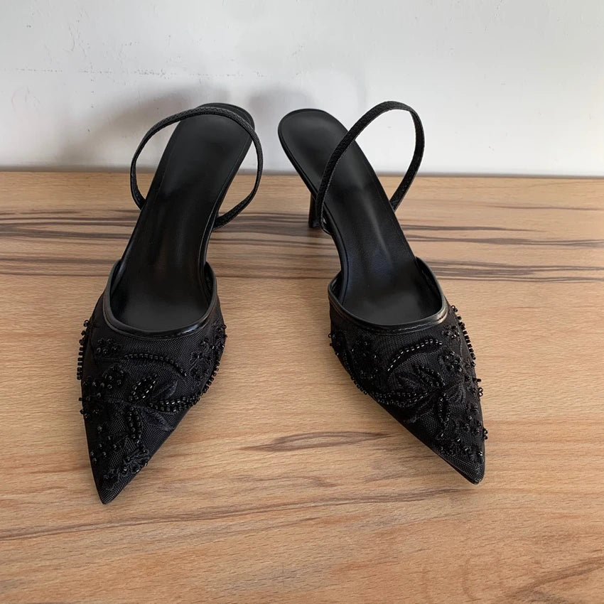 Mesh Flowers High Heels Sexy Dress Shoes