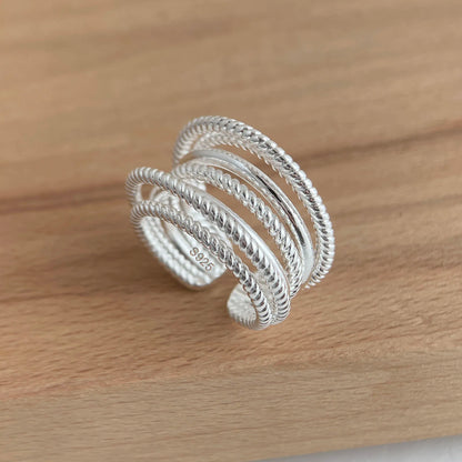 خاتم حفلة بسيط من الفضة الإسترلينية 925 مصنوع يدويًا