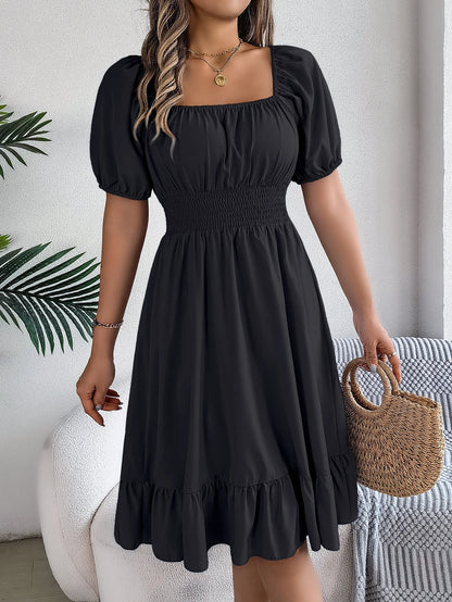 Puff Sleeve Square Neck Dress