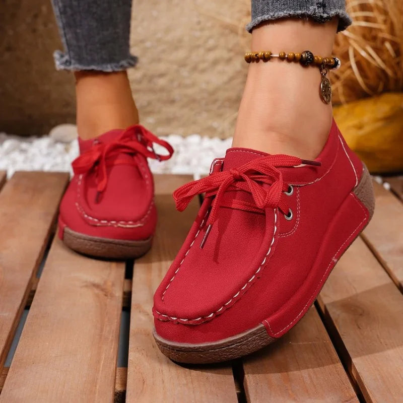 Elegant Lace Up Thick Soled Casual Shoes