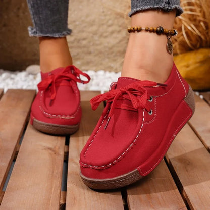 Elegant Lace Up Thick Soled Casual Shoes