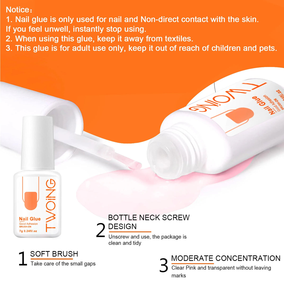7g Super Strong Nail Glue For False Nail Tips, Acrylic Nails Press On Nails,Fake Nails Art Decoration Lasting Adhesion