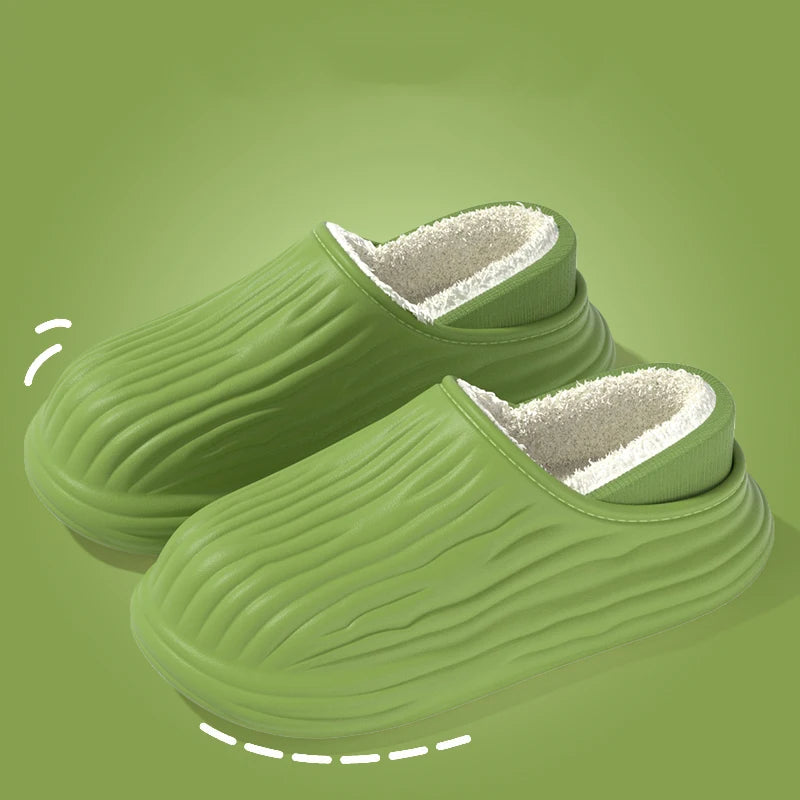 Winter Cotton Warm Non-Slip Thick Bottom Slides Soft Waterproof Slippers